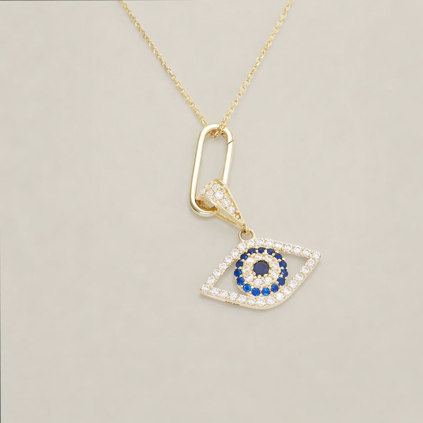Elongated Paperclip Gold Lock Pendant – Modern Minimal Lock Charm - Anirudh Jewels