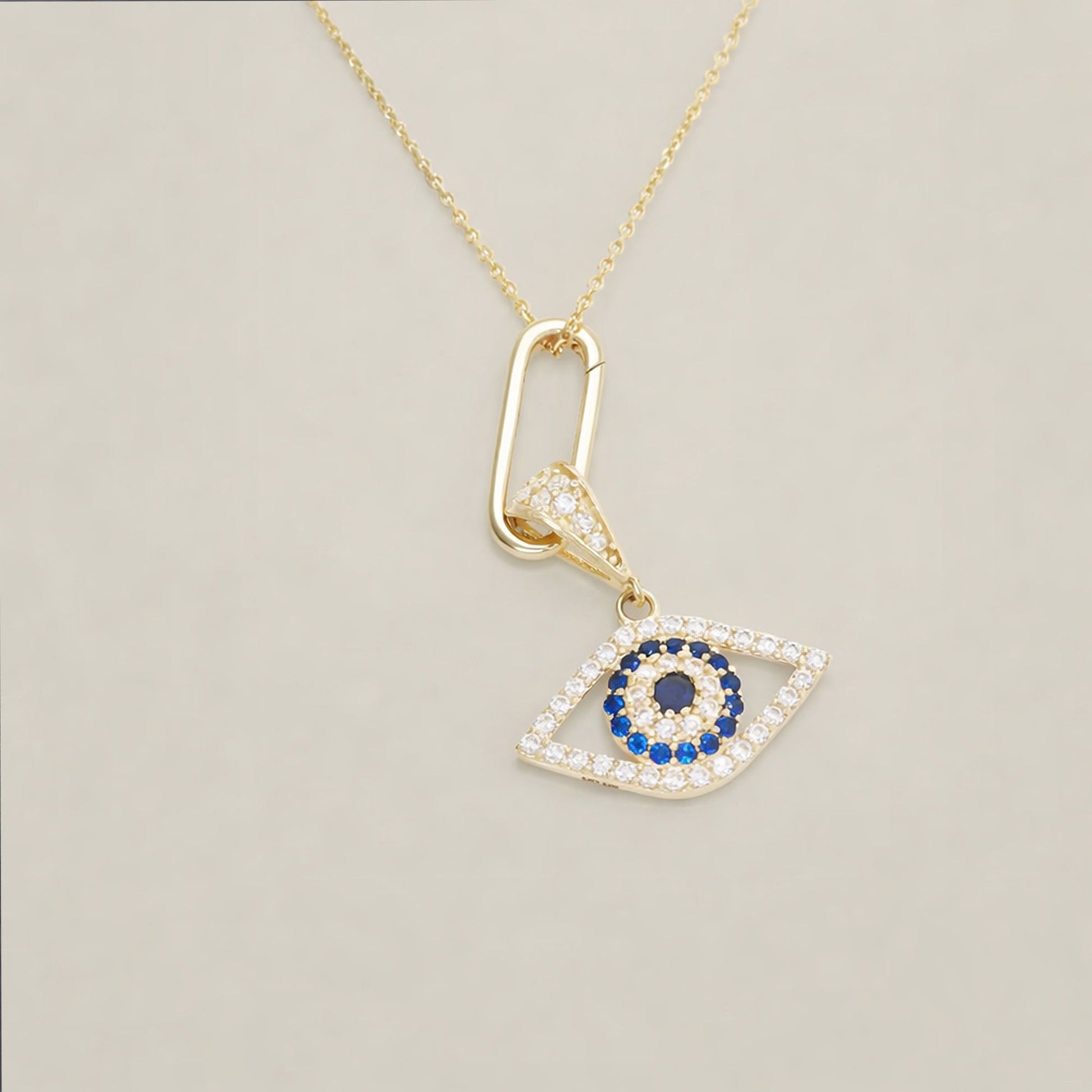 Elongated Paperclip Gold Lock Pendant – Modern Minimal Lock Charm - Anirudh Jewels