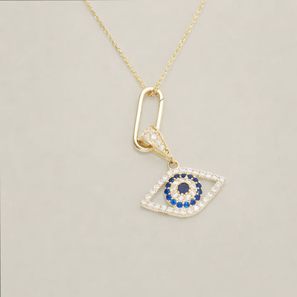 Elongated Paperclip Gold Lock Pendant – Modern Minimal Lock Charm - Anirudh Jewels