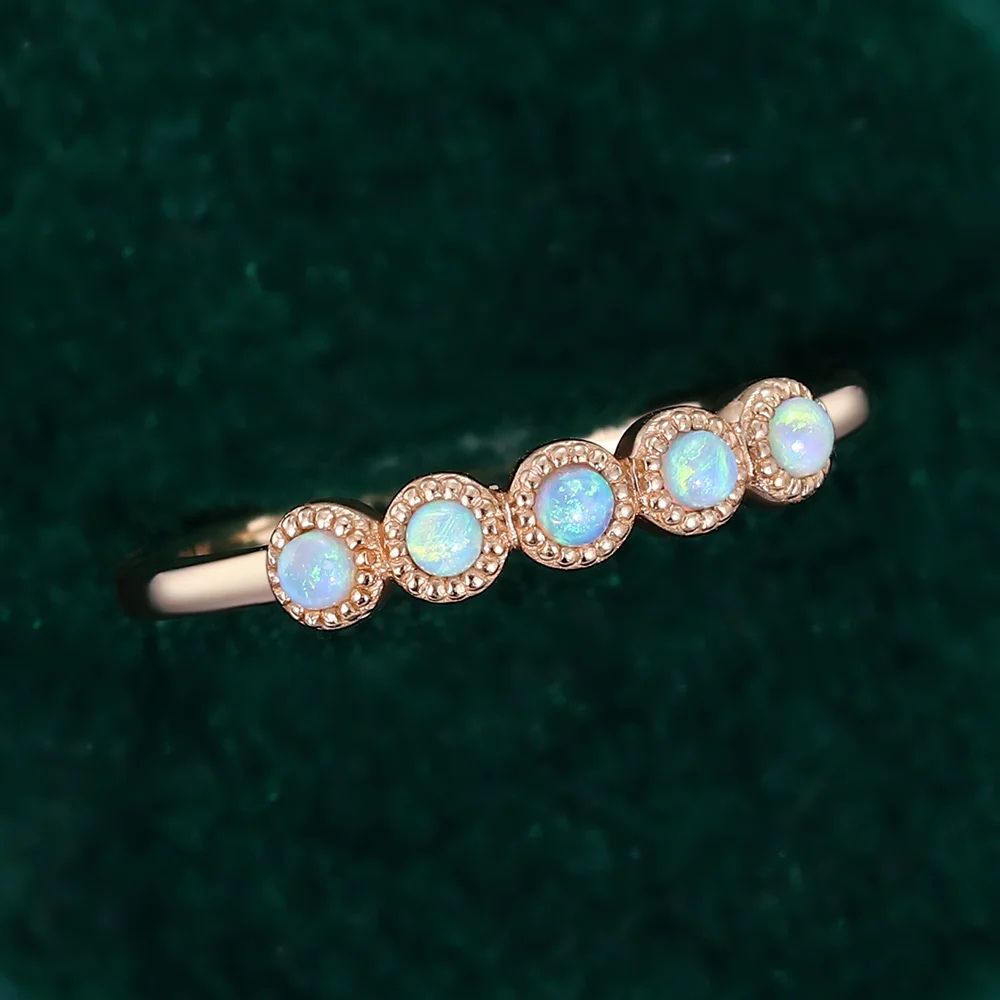 Rose Gold Opal Cluster Band Ring