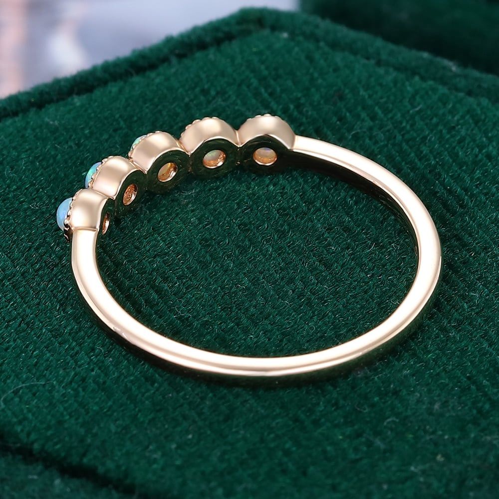 Rose Gold Opal Cluster Band Ring