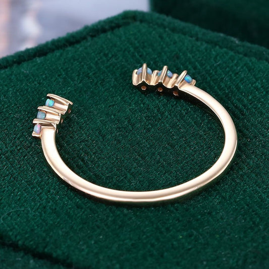 Rose Gold Opal Open Cuff Ring