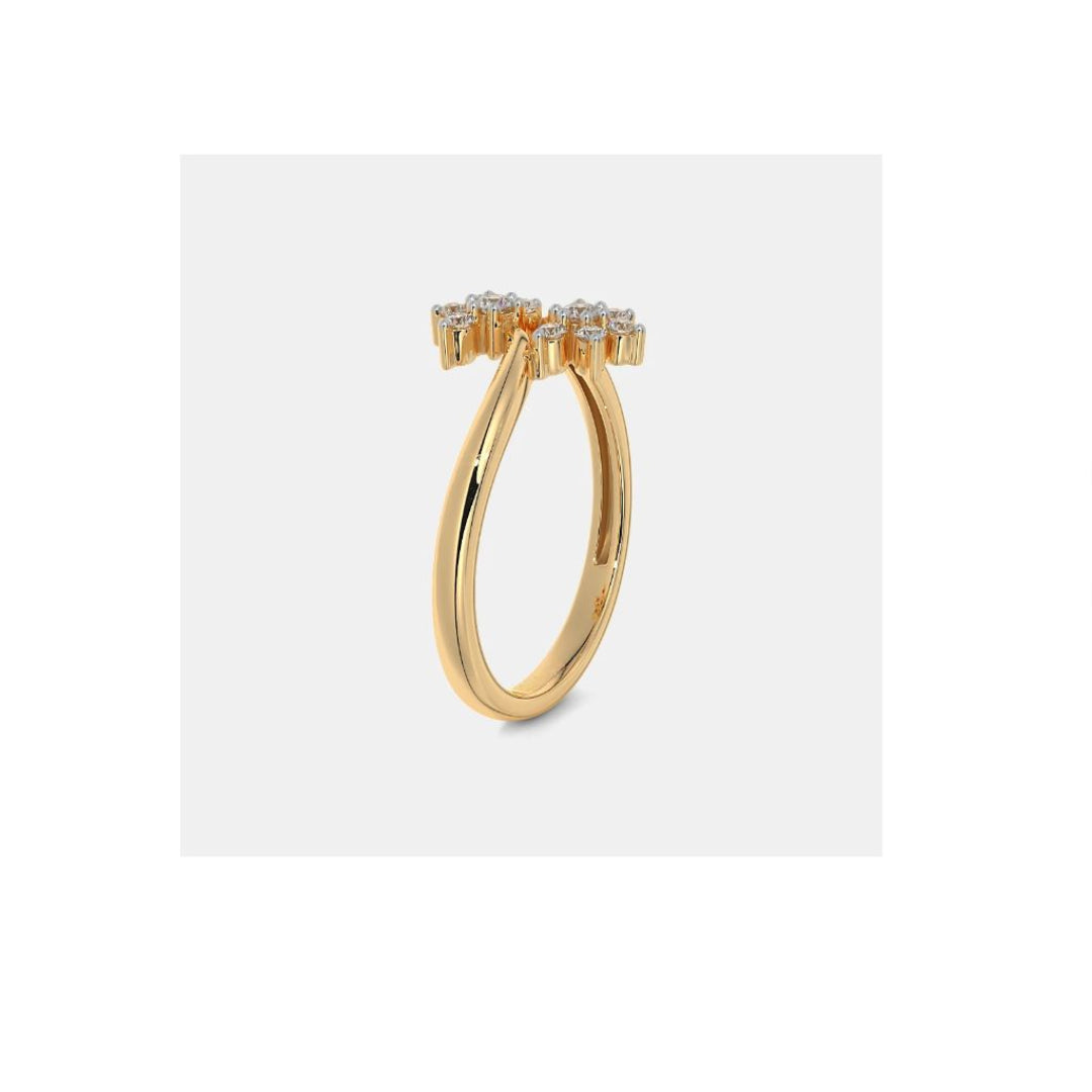 Floral Diamond Open Gold Adjustable Ring by Anirudh Jewel