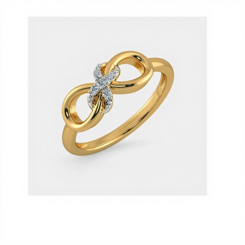 Infinity Diamond Knot Golden Ring by Anirudh Jewel