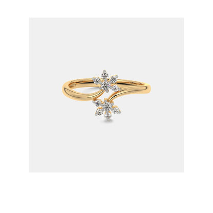 Floral Diamond Open Gold Adjustable Ring by Anirudh Jewel