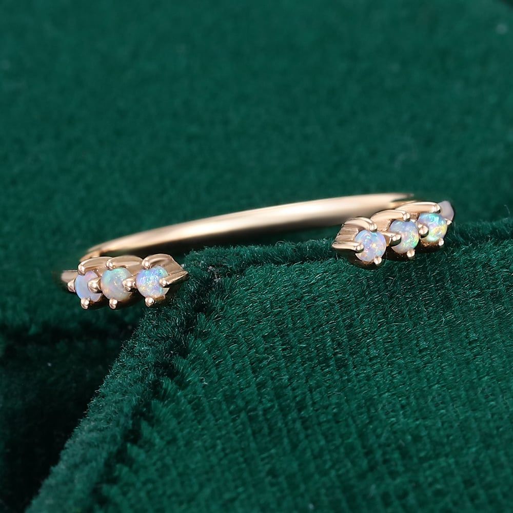 Rose Gold Opal Open Cuff Ring