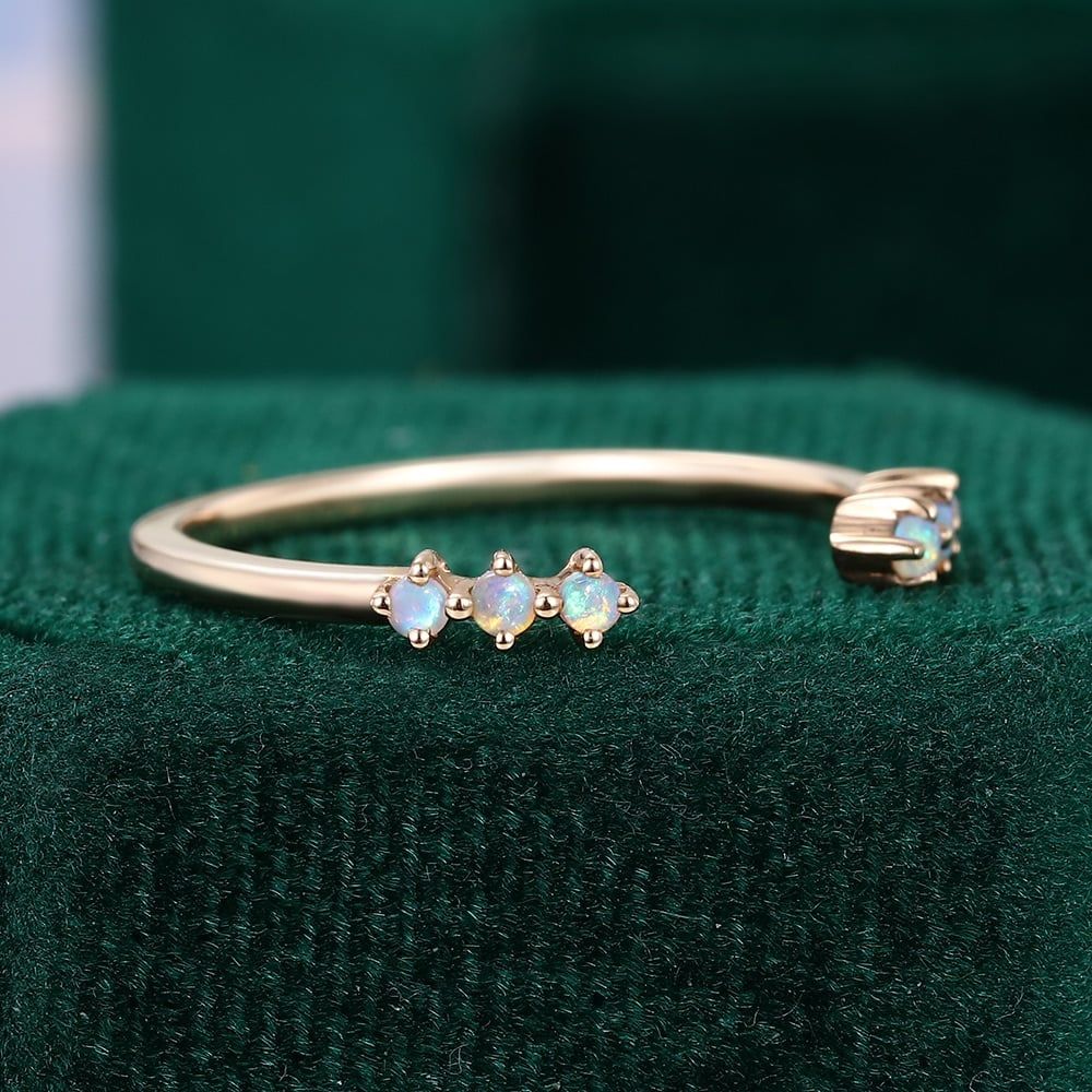 Rose Gold Opal Open Cuff Ring