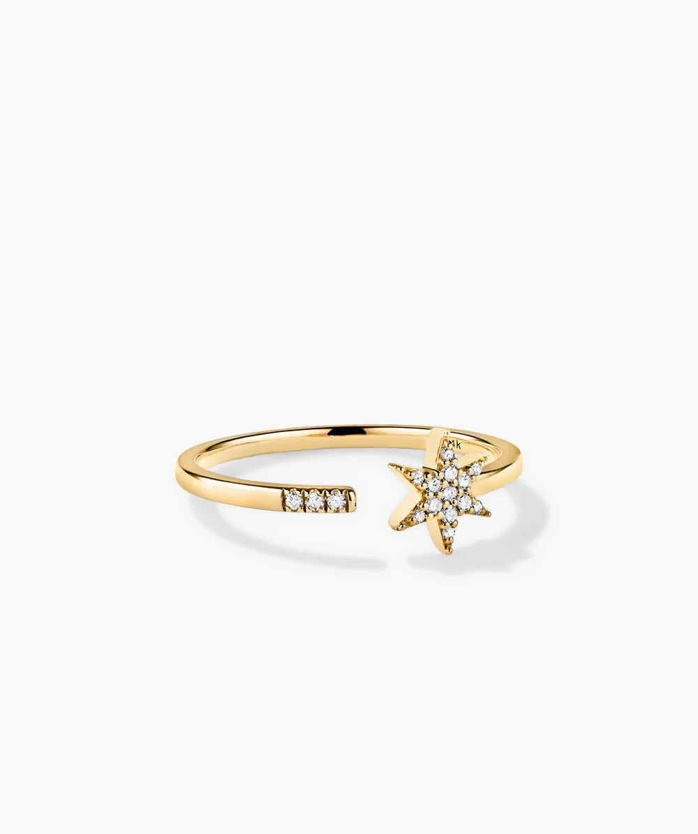 Diamond Starburst Gold Ring – 0.06 Ct Minimalist Cluster Ring - Anirudh Jewels