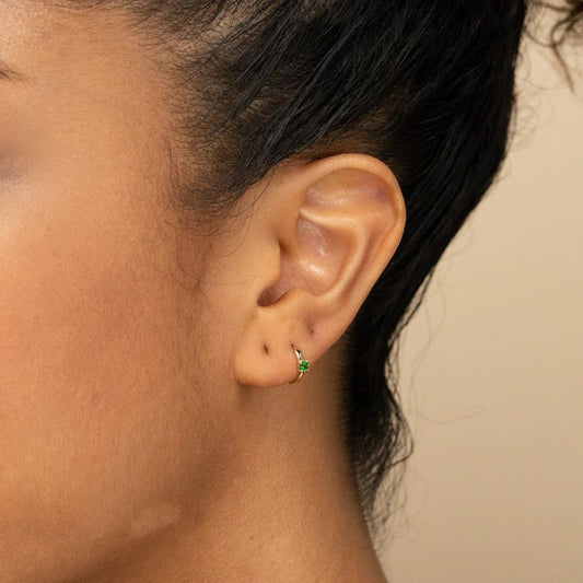 Tsavorite Gold Hoop Earring for Women – Minimalist Luxury Gemstone Hoop - Anirudh Jewels