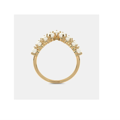 Prong Setting Gold Pearl Curve Eternity Band Ring
