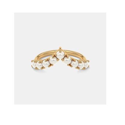 Prong Setting Gold Pearl Curve Eternity Band Ring