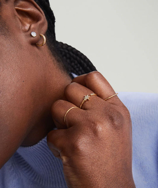 Diamond Starburst Gold Ring – 0.06 Ct Minimalist Cluster Ring - Anirudh Jewels