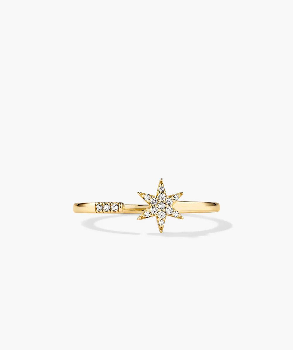 Diamond Starburst Gold Ring – 0.06 Ct Minimalist Cluster Ring - Anirudh Jewels