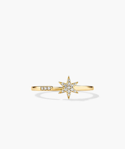 Diamond Starburst Gold Ring – 0.06 Ct Minimalist Cluster Ring - Anirudh Jewels
