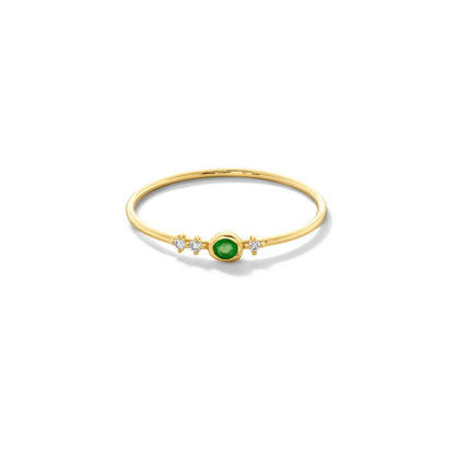 Minimalist Emerald & Diamond Gold Band Ring