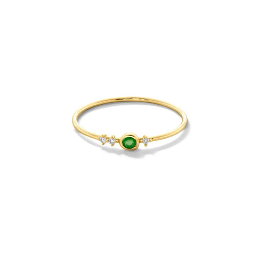 Minimalist Emerald & Diamond Gold Band Ring