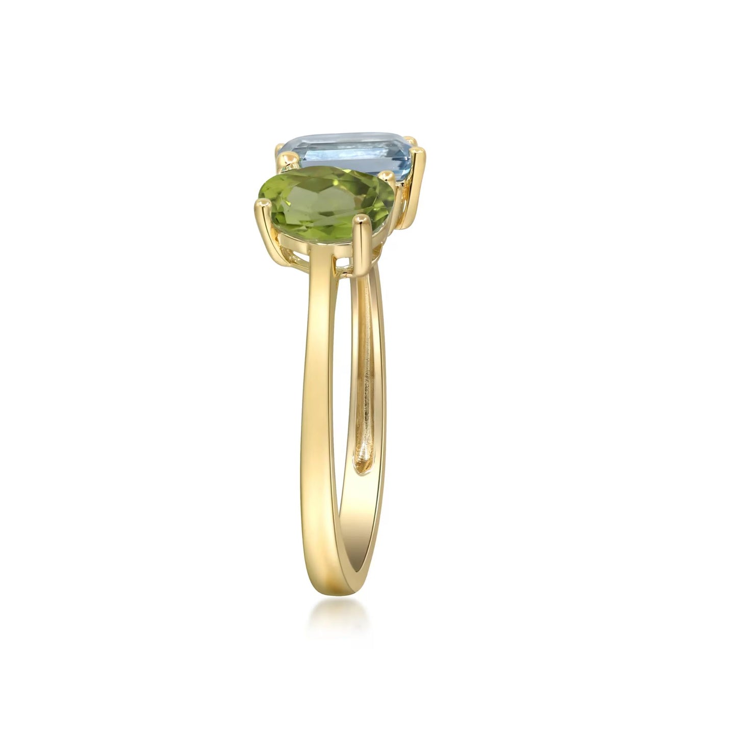 Peridot & Blue Topaz Gold Twin Gemstone Ring
