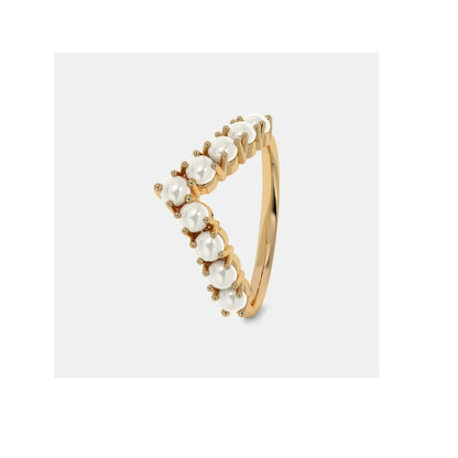 Prong Setting Gold Pearl Curve Eternity Band Ring