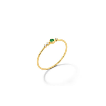 Minimalist Emerald & Diamond Gold Band Ring