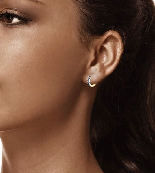 Blue Sapphire Half-Eternity Huggie Hoop Earrings