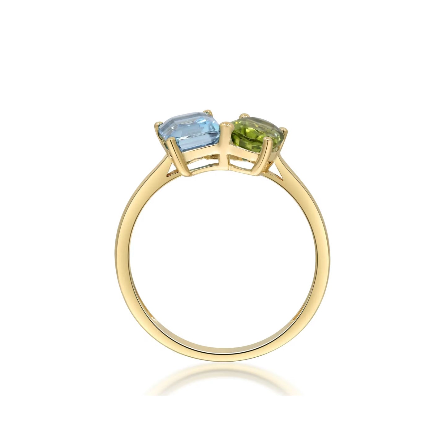 Peridot & Blue Topaz Gold Twin Gemstone Ring