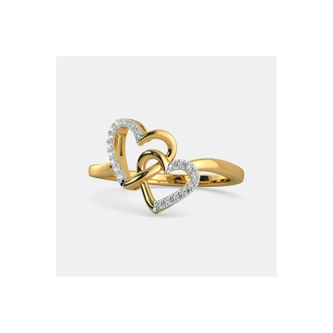 Gold Interlocking Hearts Diamond Ring
