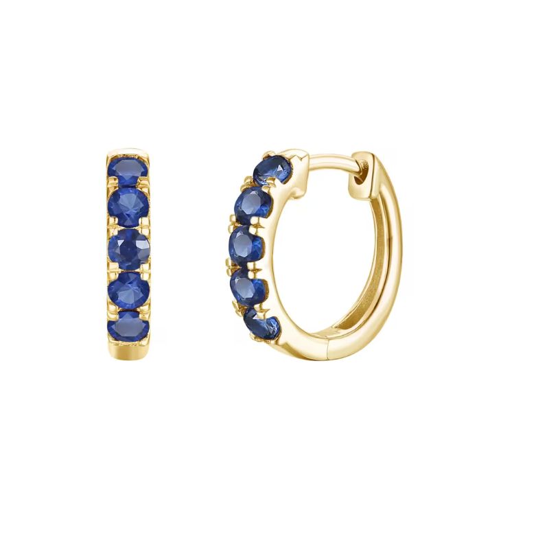 Blue Sapphire Half-Eternity Huggie Hoop Earrings