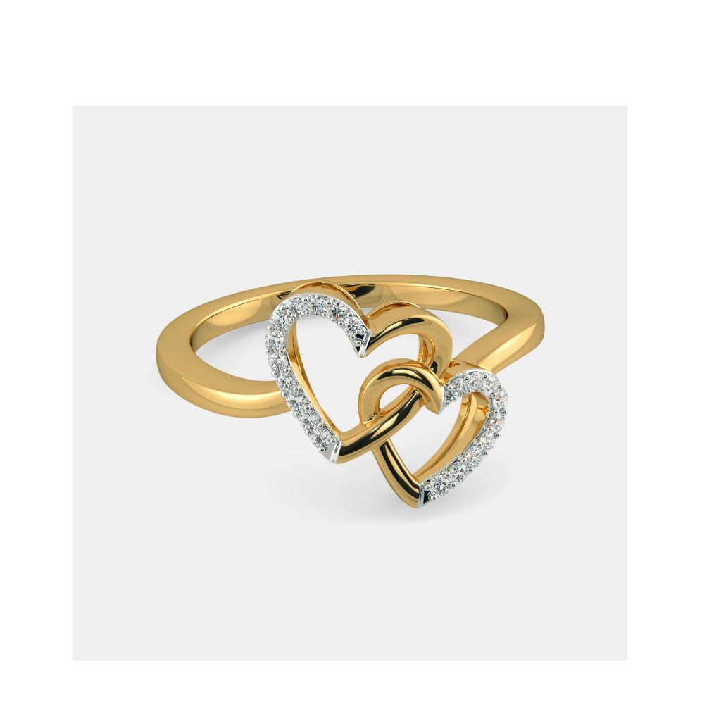 Gold Interlocking Hearts Diamond Ring