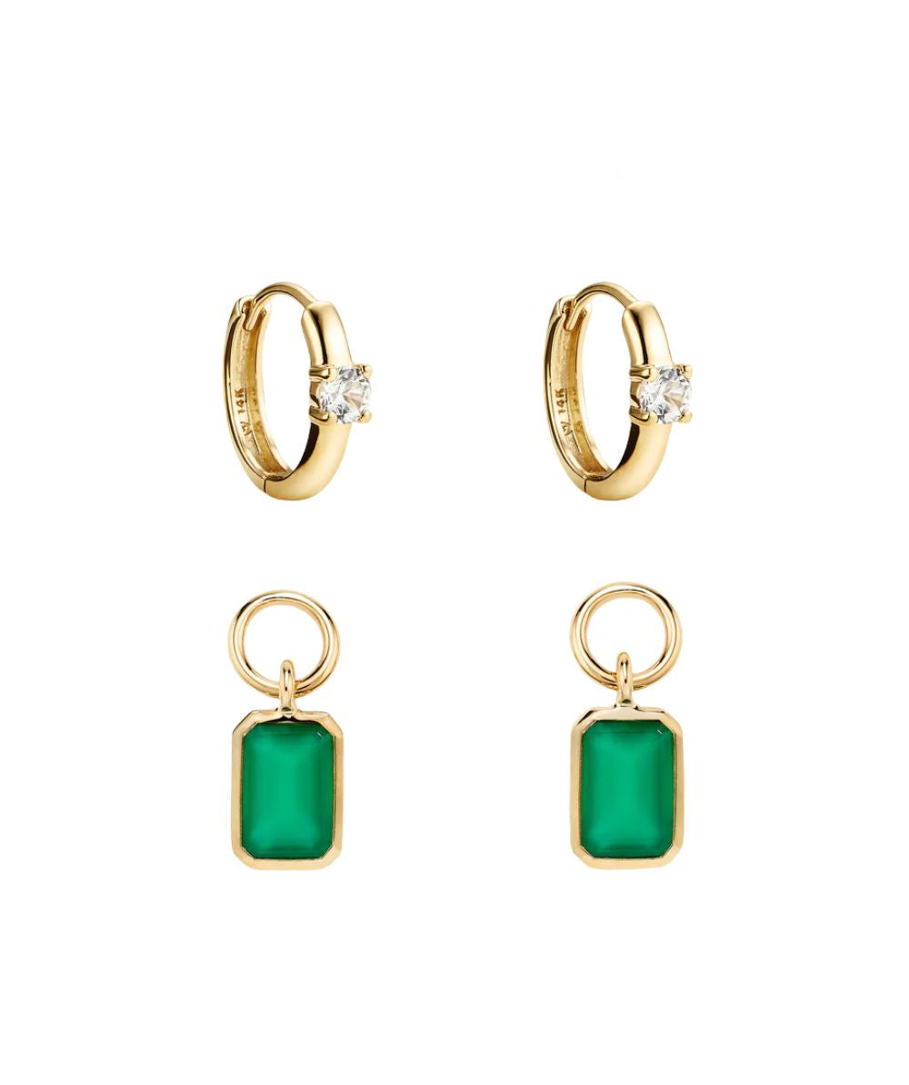 Emerald Diamond Drop Hoop Earrings for Women – Luxury Gold Designer Earrings - Anirudh Jewels