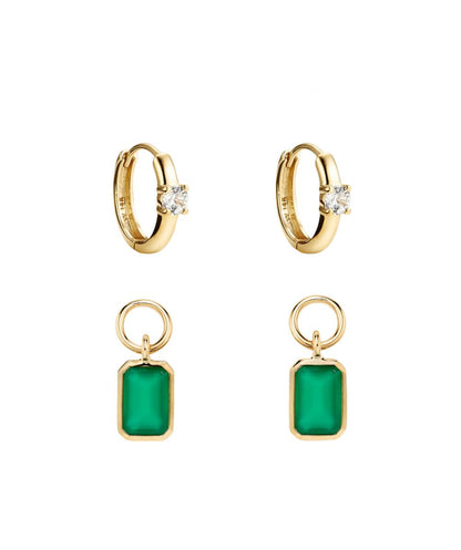 Emerald Diamond Drop Hoop Earrings for Women – Luxury Gold Designer Earrings - Anirudh Jewels