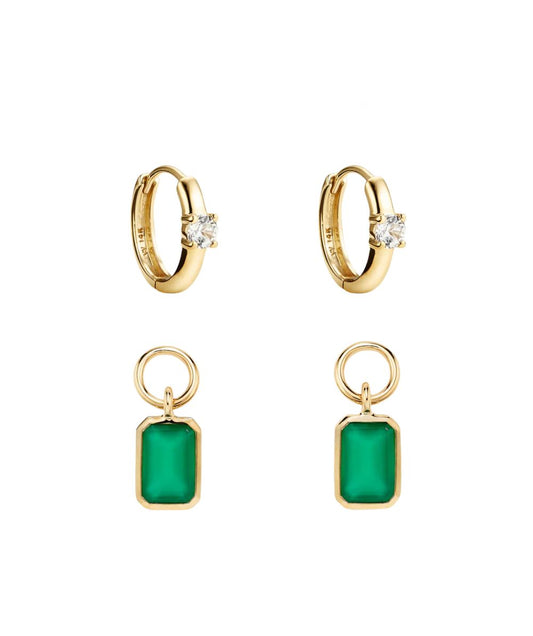 Emerald Diamond Drop Hoop Earrings for Women – Luxury Gold Designer Earrings - Anirudh Jewels