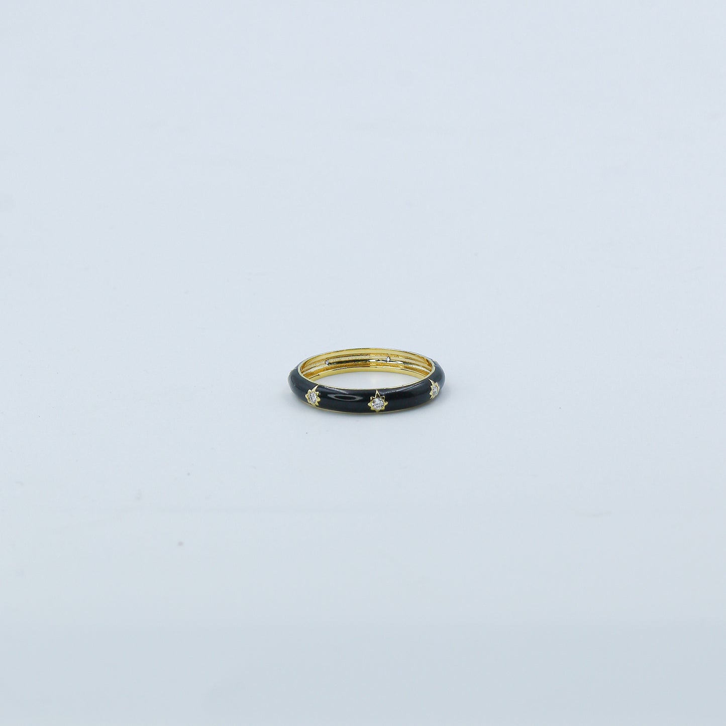 Yellow Gold & Black Enamel Lab-Grown Diamond Eternity Band