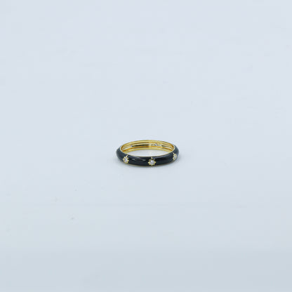 Yellow Gold & Black Enamel Lab-Grown Diamond Eternity Band
