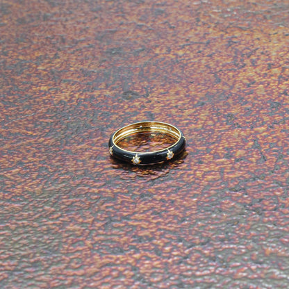 Yellow Gold & Black Enamel Lab-Grown Diamond Eternity Band