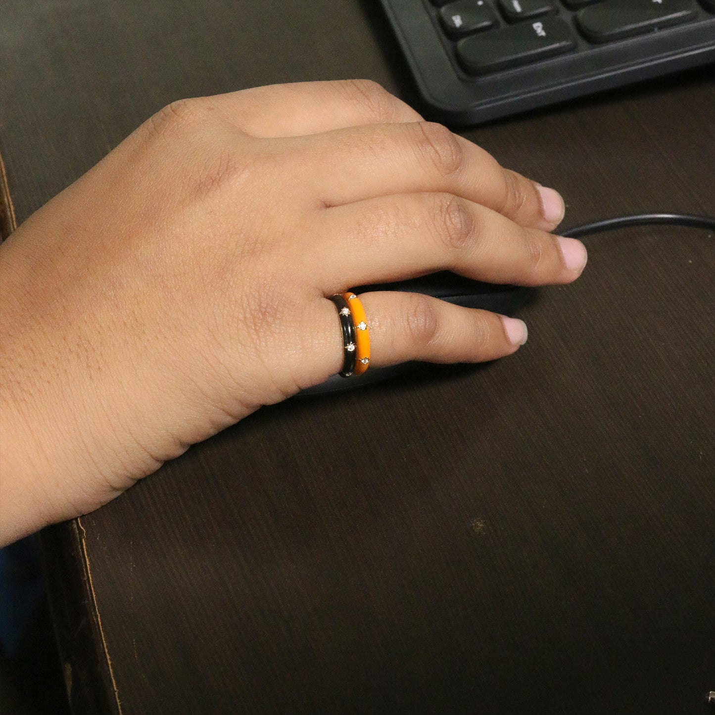 Yellow Gold & Black Enamel Lab-Grown Diamond Eternity Band