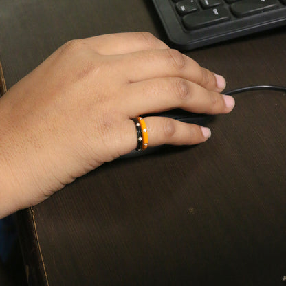 Yellow Gold & Black Enamel Lab-Grown Diamond Eternity Band