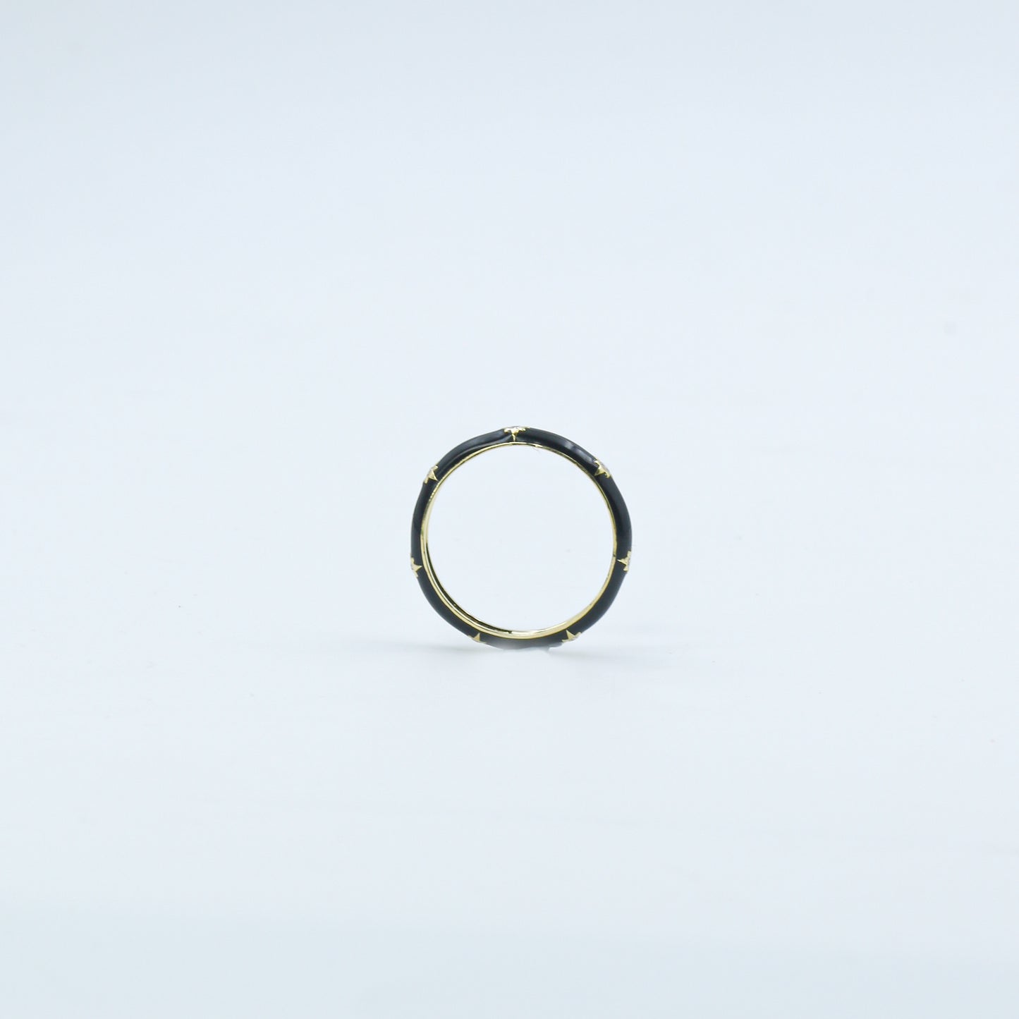 Yellow Gold & Black Enamel Lab-Grown Diamond Eternity Band