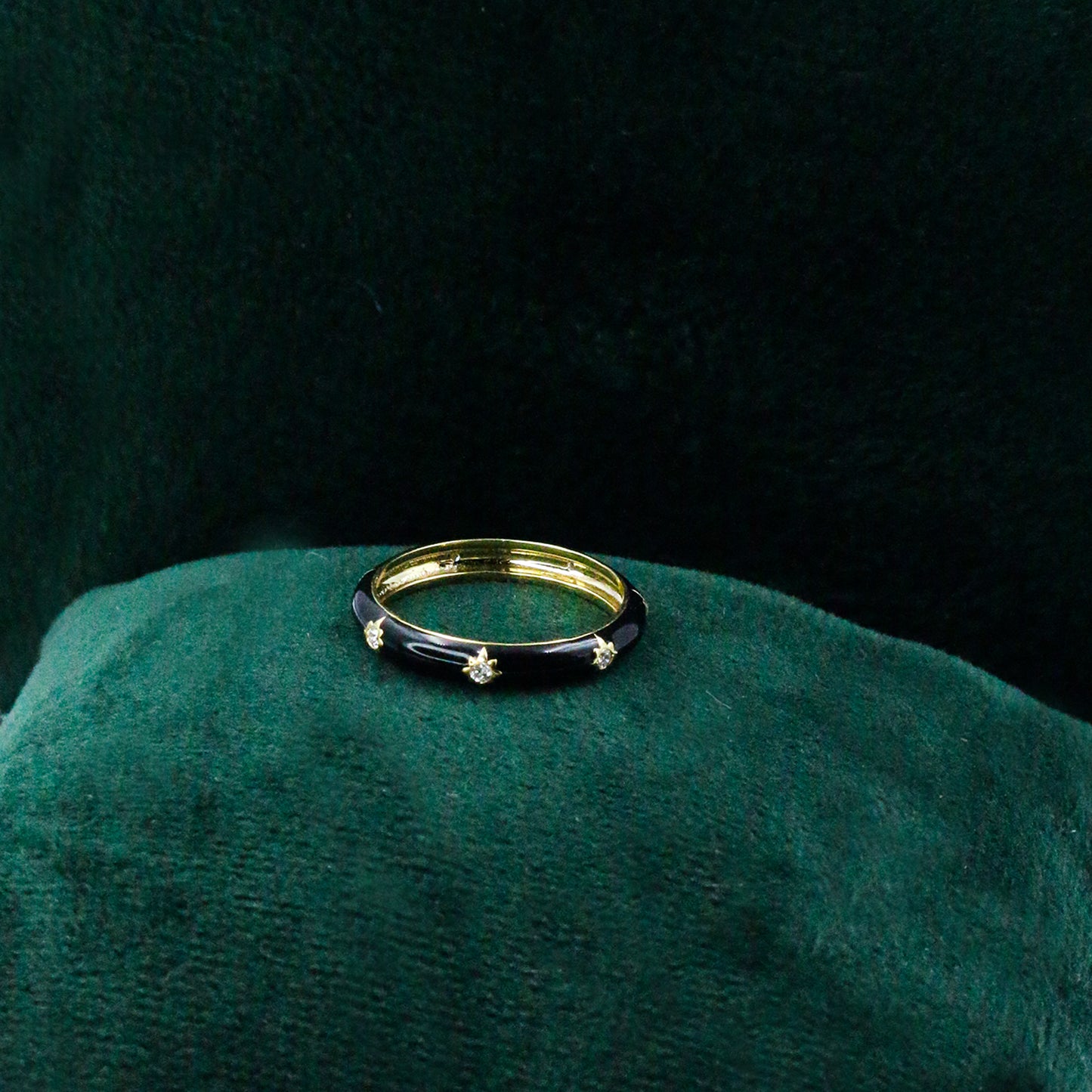 Yellow Gold & Black Enamel Lab-Grown Diamond Eternity Band