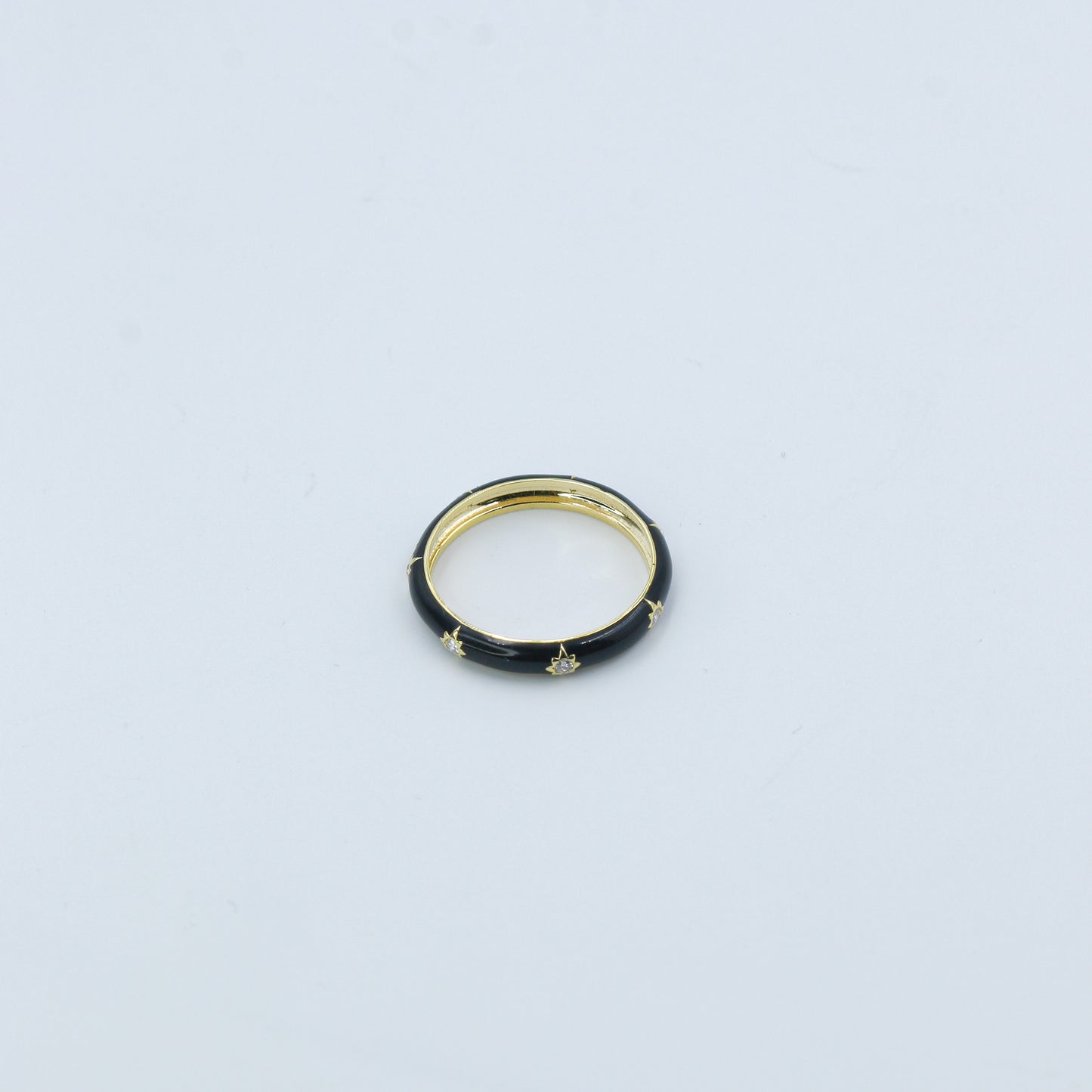 Yellow Gold & Black Enamel Lab-Grown Diamond Eternity Band
