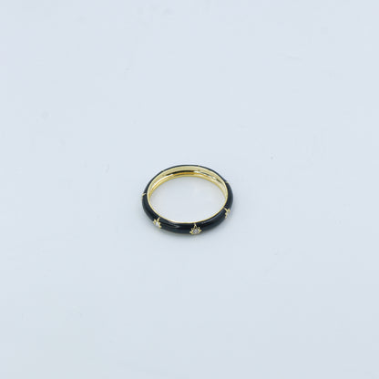 Yellow Gold & Black Enamel Lab-Grown Diamond Eternity Band