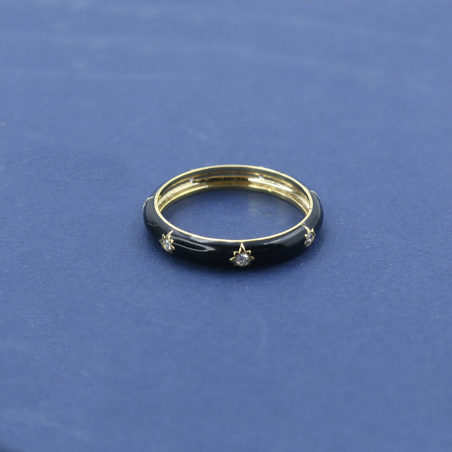 Yellow Gold & Black Enamel Lab-Grown Diamond Eternity Band
