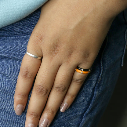Yellow Gold & Black Enamel Lab-Grown Diamond Eternity Band