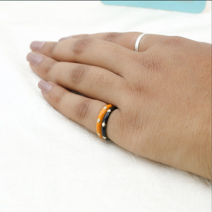 Yellow Gold & Black Enamel Lab-Grown Diamond Eternity Band