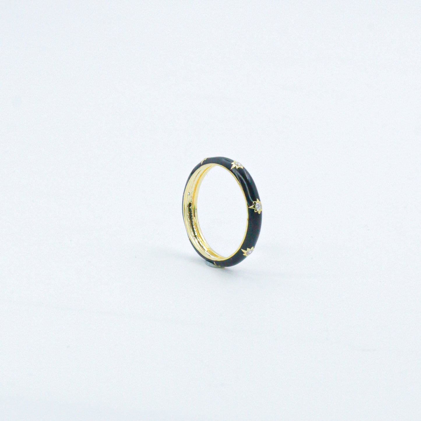 Yellow Gold & Black Enamel Lab-Grown Diamond Eternity Band