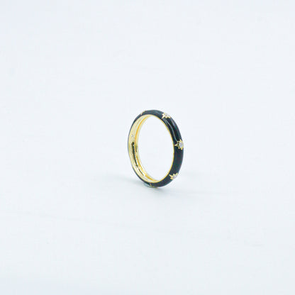 Yellow Gold & Black Enamel Lab-Grown Diamond Eternity Band