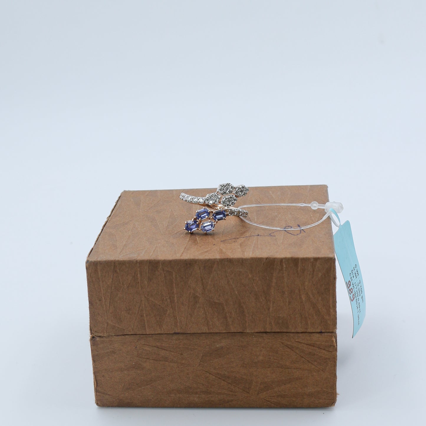 Diamond & Blue Colorstone Hexagonal Bypass Ring