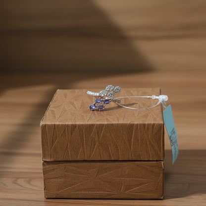 Diamond & Blue Colorstone Hexagonal Bypass Ring