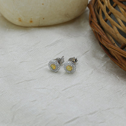 Diamond Opal Halo Stud Earrings for Women – Elegant Gold Designer Earrings - Anirudh Jewels
