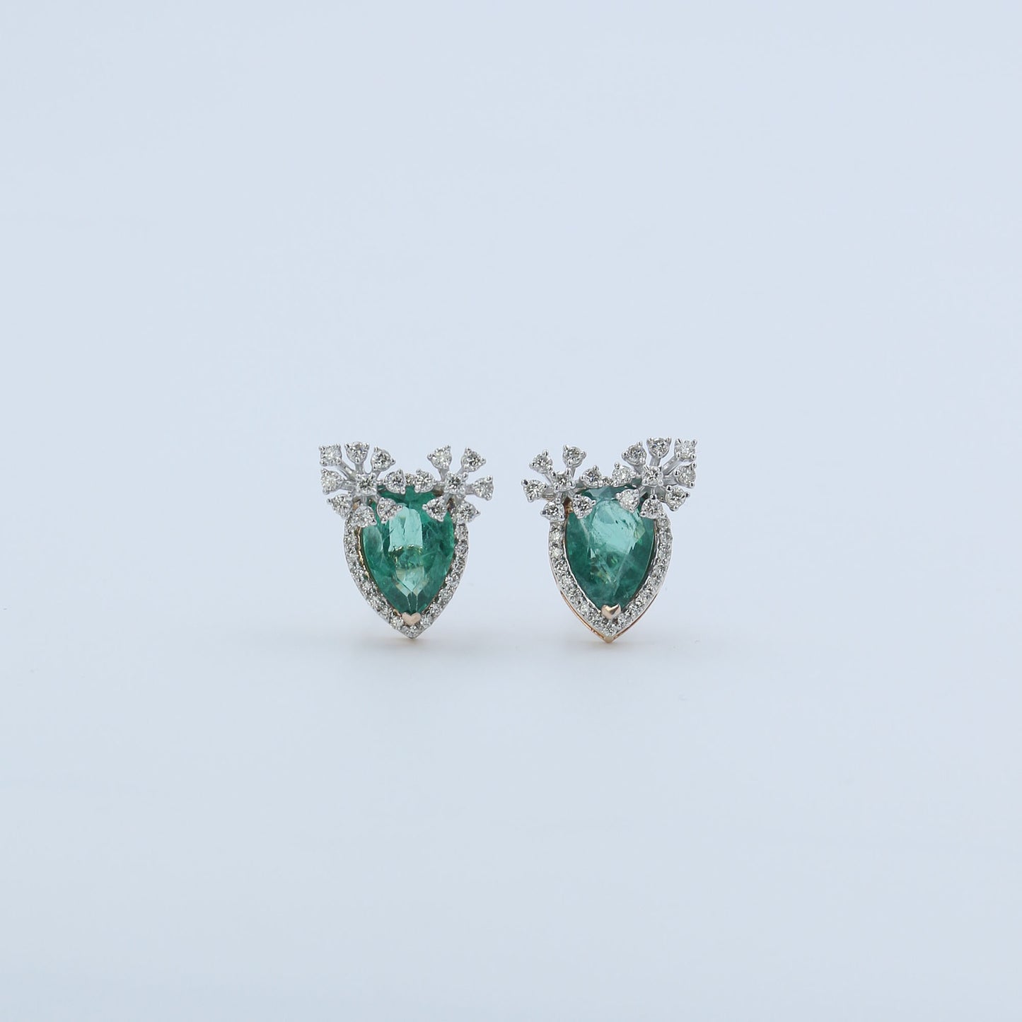Diamond & Emerald Marquise Halo Earrings