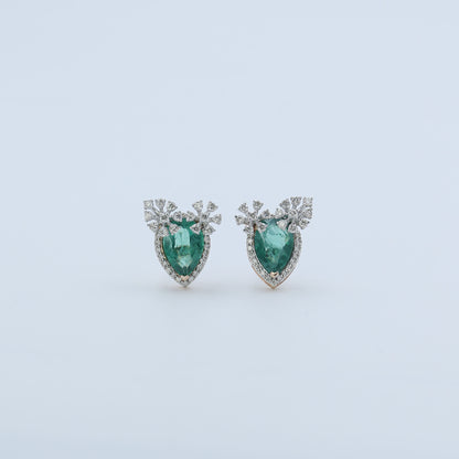 Diamond & Emerald Marquise Halo Earrings